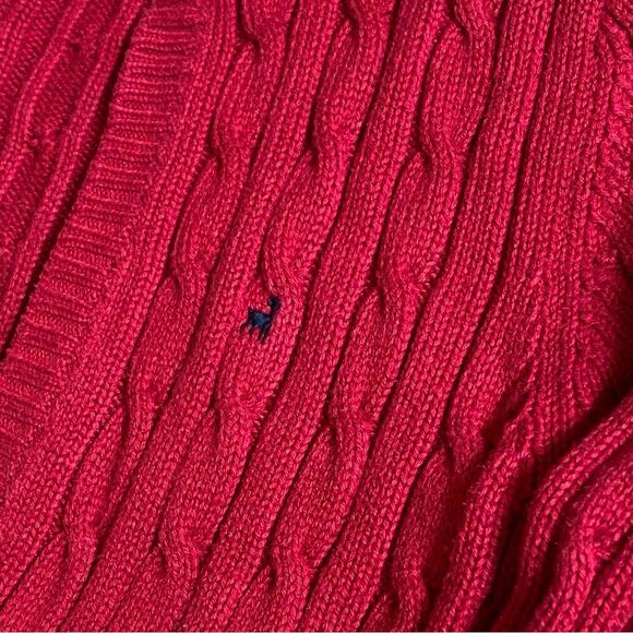 Old Navy Perfect Fit V-Neck Cable Knit Sweater Women's Size M Red Hooded Pockets - Picture 6 of 14